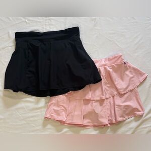 Girls Black and Pink Athletic Skirt Bundle Set